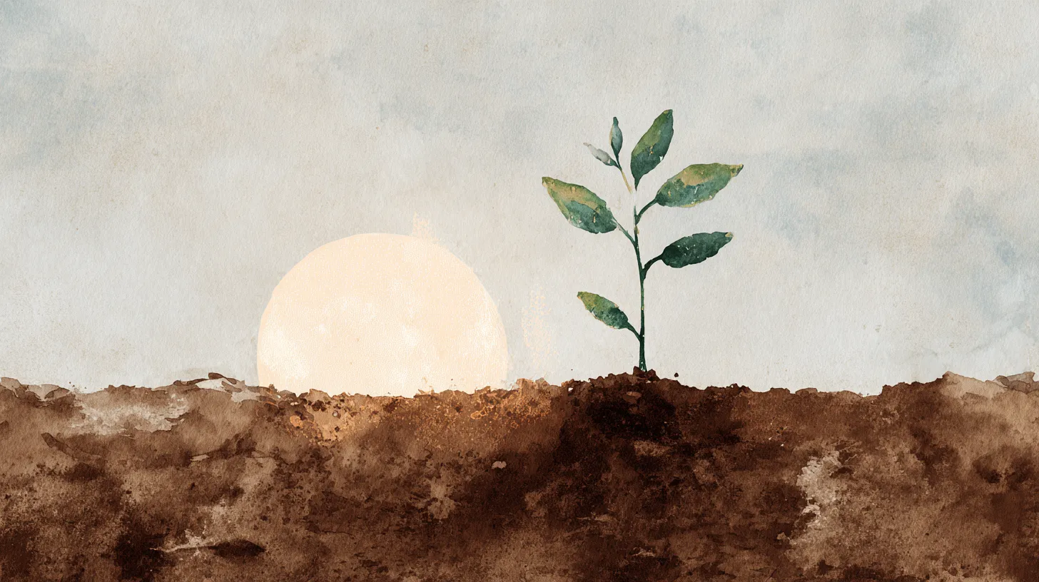 A small sapling growing